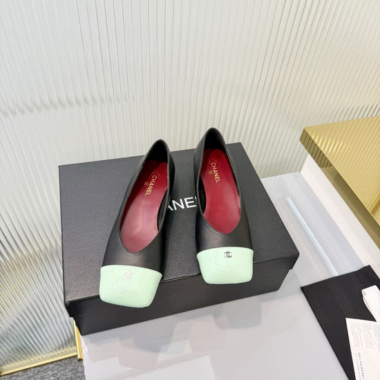 Chanel Classic Leather Slip On Ballet Flat Shoes