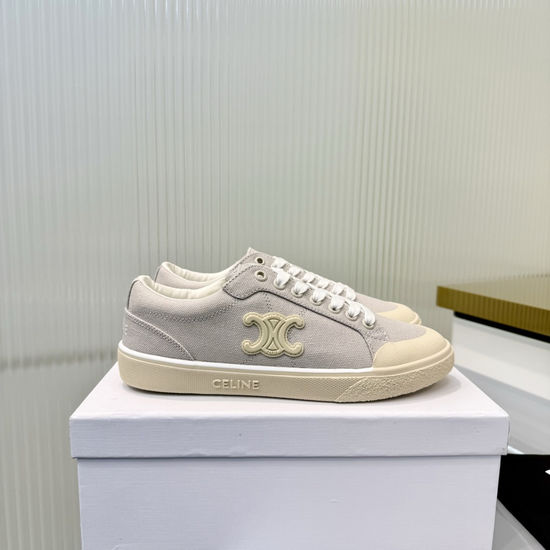 Celine Thick Sole Canvas Casual Sneakers with Logo Details