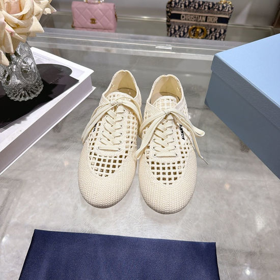 Prada Breathable Crochet Upper Soft Cushioned Insole Casual Sneakers