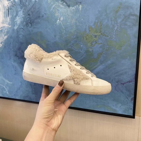 Golden Goose GGDB Wool Lined Distressed Leather Casual Shoes With Comfort Insole