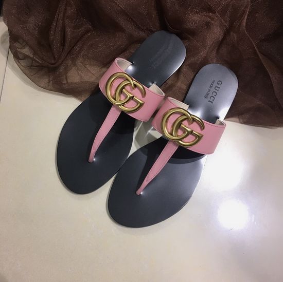 Gucci Cowhide Upper Flip Flops with Metal Decor