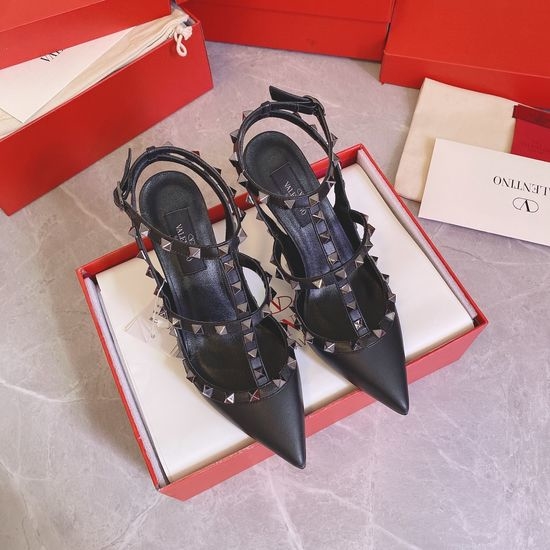 Valentino Classic Studded Patent Leather Pointed Toe Sandals