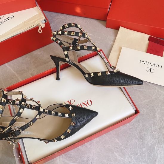 Valentino Classic Studded Patent Leather Pointed Toe Sandals