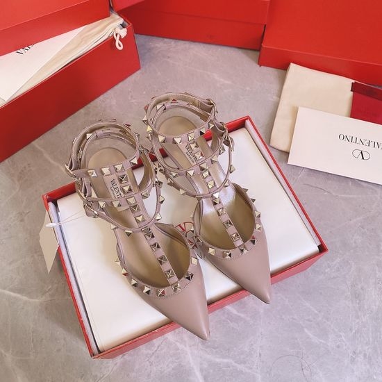 Valentino Classic Studded Patent Leather Pointed Toe Sandals