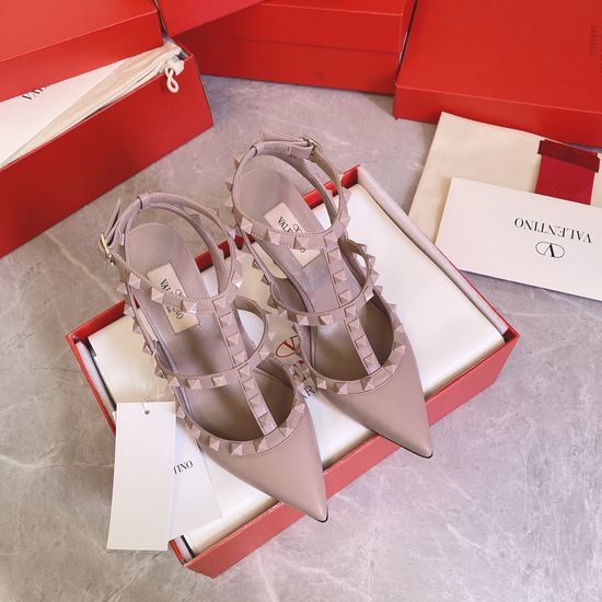 Valentino Classic Studded Patent Leather Pointed Toe Sandals