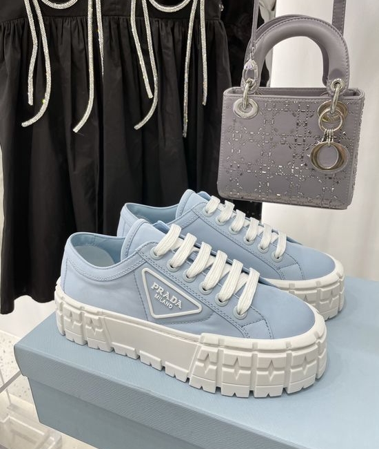 Prada Platform Canvas Sneakers Height Boosting Lined