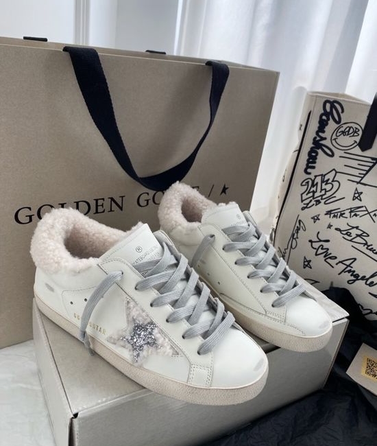 Golden Goose GGDB Sequin Detail Fleece Lined Distressed Comfort Casual Shoes