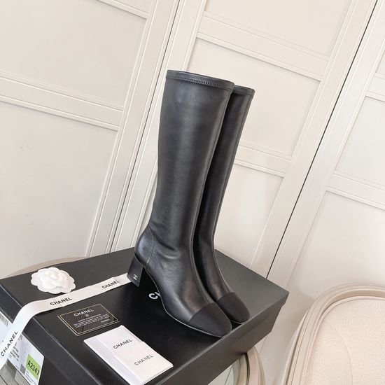 Chanel Classic Block Heel Stretch Boots Elegant Comfortable Footwear