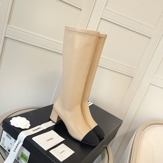 Chanel Classic Block Heel Stretch Boots Elegant Comfortable Footwear