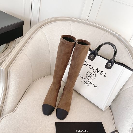 Chanel Classic Block Heel Stretch Boots Elegant Comfortable Footwear