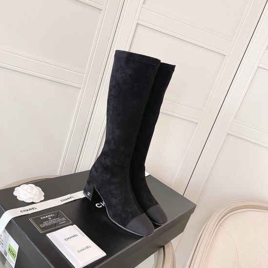 Chanel Classic Block Heel Stretch Boots Elegant Comfortable Footwear