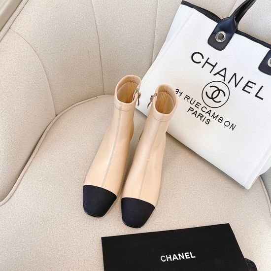 Chanel Classic Block Heel Stretch Boots Casual Daily Comfortable
