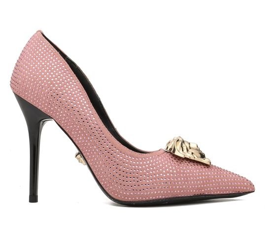 Versace Suede Rhinestone High Heel Fashion Trendy Pumps