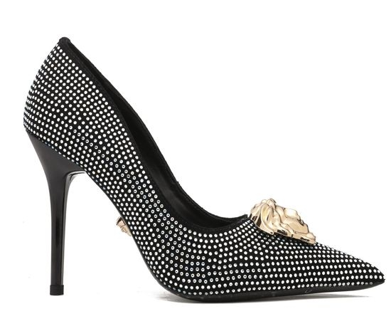 Versace Suede Rhinestone High Heel Fashion Trendy Pumps