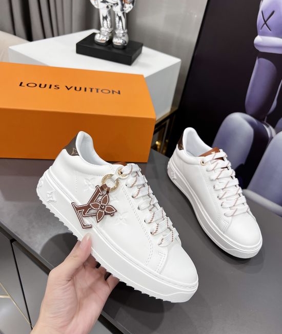 Louis Vuitton LV Embossed Leather Sneakers With Hanging Charms Canvas Trim