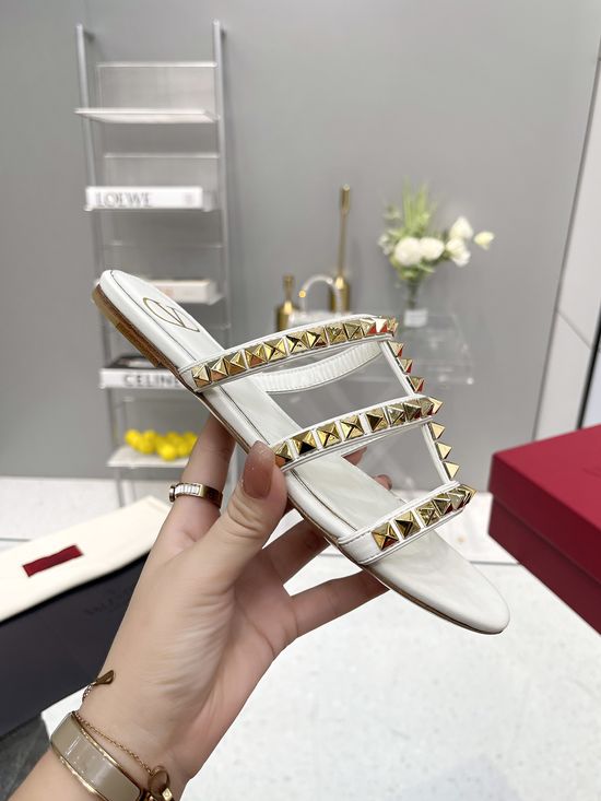Valentino Hollow Out Rivet Decor Premium Leather Comfortable Shoes
