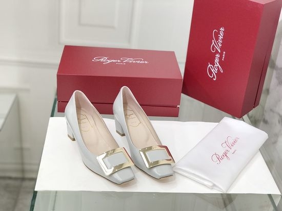 Roger Viver RV Patent Leather Buckle Low Heel Pumps