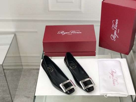 Roger Viver Patent Leather Buckle Kitten Heel Pumps