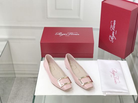 Roger Viver Patent Leather Buckle Flat Pumps