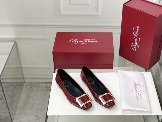 Roger Viver Patent Leather Buckle Flat Pumps