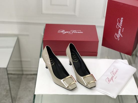 Roger Viver Patent Leather Buckle Block Heel Pumps