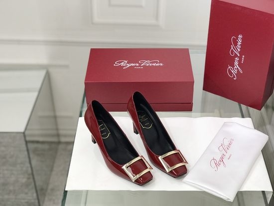 Roger Viver RV Patent Leather Buckle Block Heel Pumps