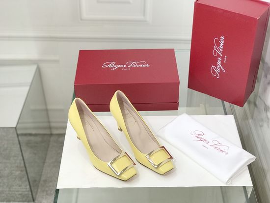 Roger Viver Patent Leather Buckle Block Heel Pumps
