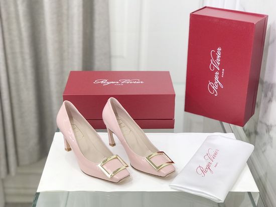 Roger Viver Patent Leather Buckle Block Heel Pumps