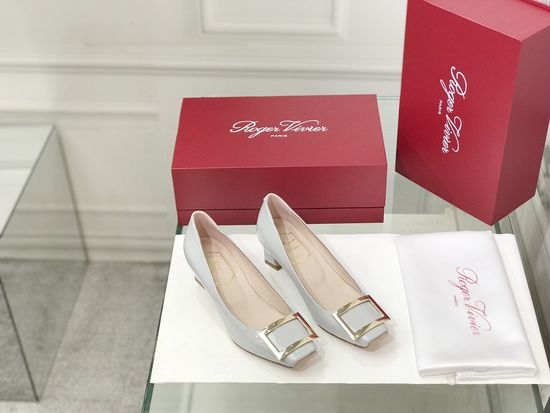 Roger Viver RV Patent Leather Buckle Chunky Heel Pumps