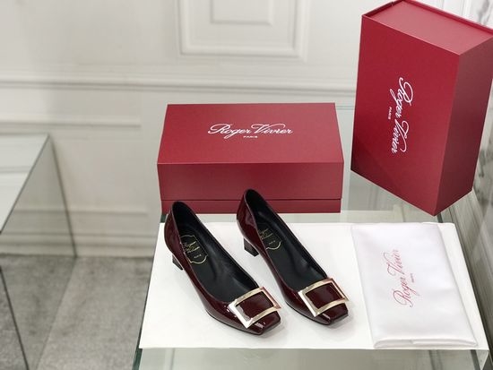 Roger Viver RV Patent Leather Buckle Chunky Heel Pumps