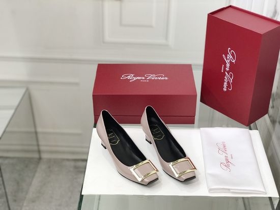 Roger Viver RV Patent Leather Buckle Chunky Heel Pumps