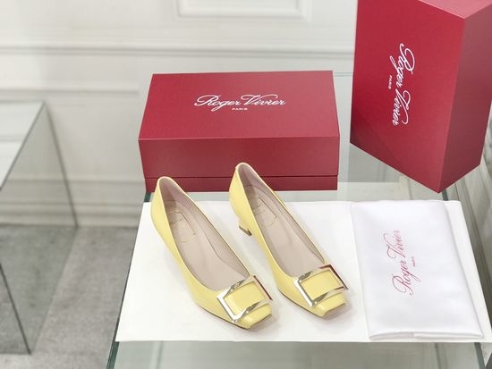 Roger Viver RV Patent Leather Buckle Chunky Heel Pumps
