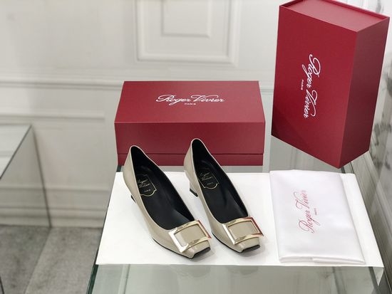Roger Viver RV Patent Leather Buckle Chunky Heel Pumps