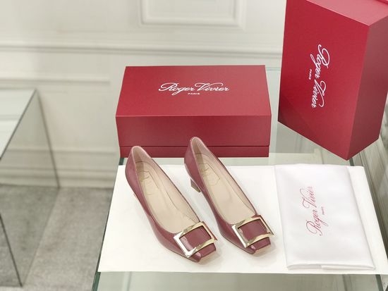 Roger Viver RV Patent Leather Buckle Chunky Heel Pumps