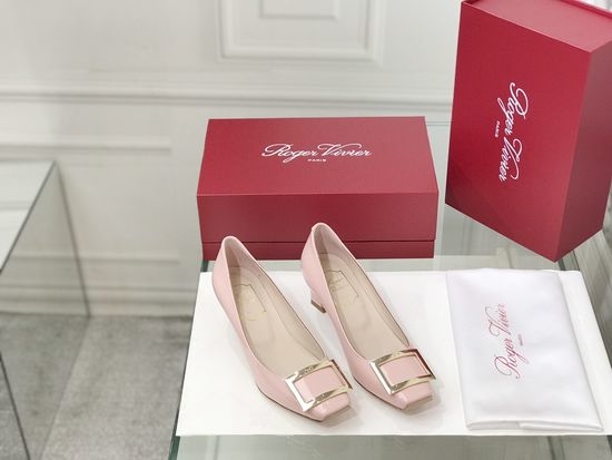 Roger Viver RV Patent Leather Buckle Chunky Heel Pumps