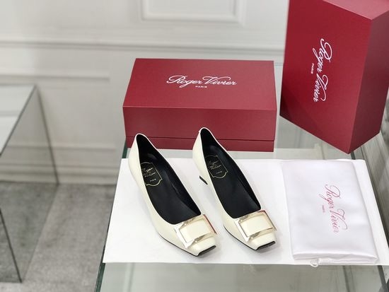 Roger Viver RV Patent Leather Buckle Chunky Heel Pumps
