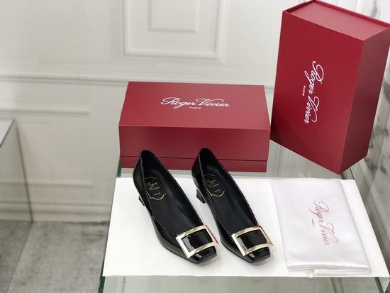 Roger Viver RV Patent Leather Buckle Chunky Heel Pumps