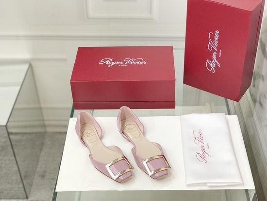 Roger Viver RV Patent Leather Buckle Cutout Flat Pumps