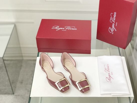 Roger Viver RV Patent Leather Buckle Cutout Flat Pumps