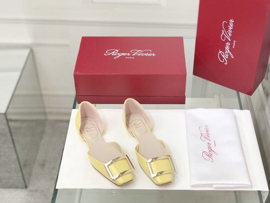 Roger Viver RV Patent Leather Buckle Cutout Flat Pumps
