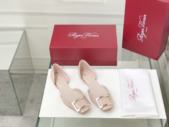 Roger Viver RV Patent Leather Buckle Cutout Flat Pumps