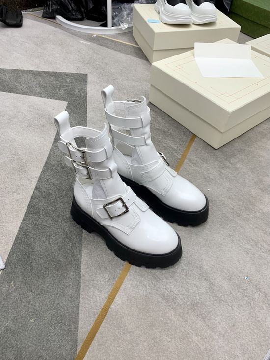 McQueen Retro Hollow Leather Short Boots in Classic Colors