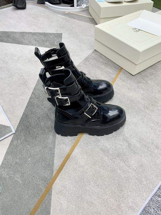 McQueen Retro Hollow Leather Short Boots in Classic Colors
