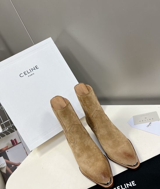 Celine Premium Leather Ankle Boots with Retro Logo Detail