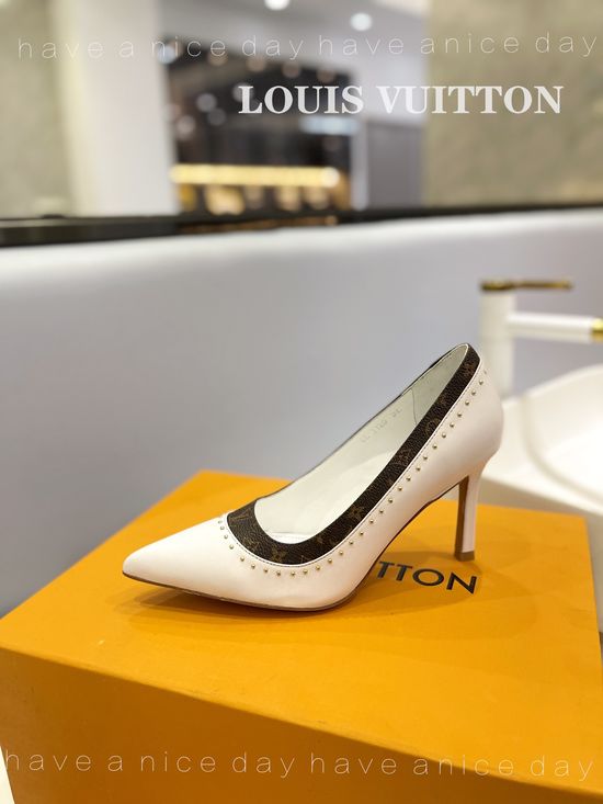 Louis Vuitton Classic Studded Leather High Heel Shoes With Rivet Details