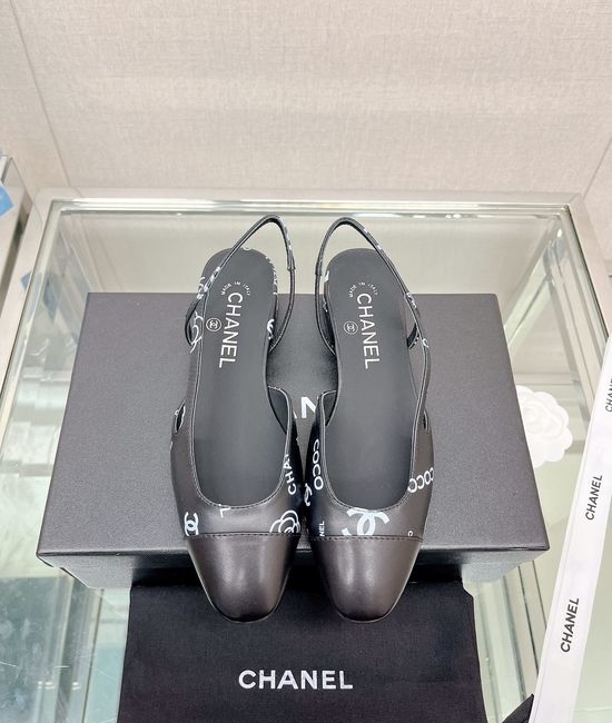 Chanel Classic Two-tone Printed Sheepskin Slingback Sandals