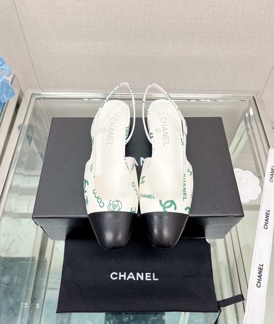 Chanel Classic Two-tone Printed Sheepskin Slingback Sandals
