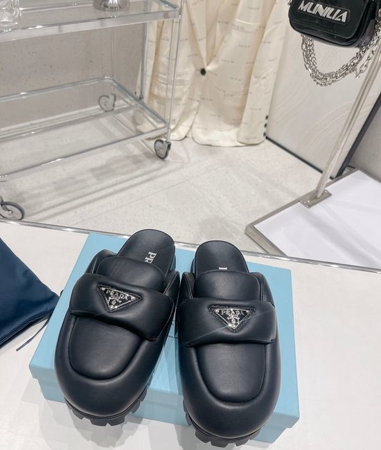 Prada Genuine Leather Lightweight Slip-on Casual Mule Shoes