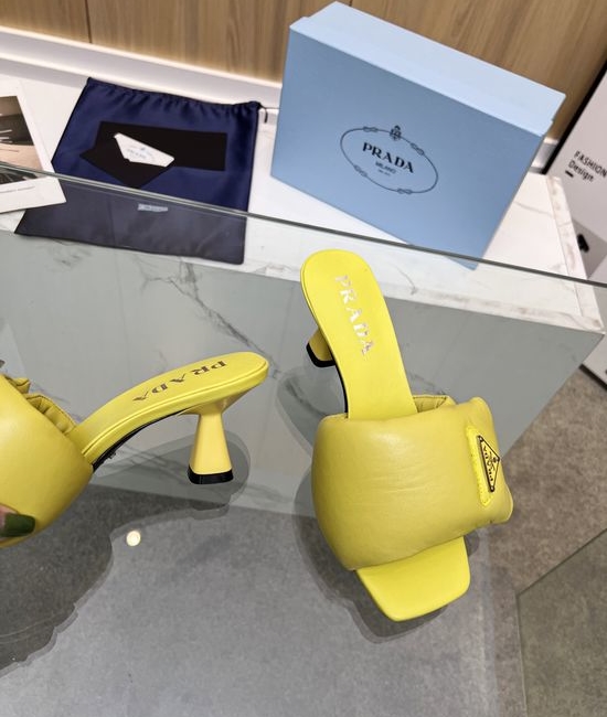 Prada Genuine Leather Elegant Low Heel Casual Slide Sandals