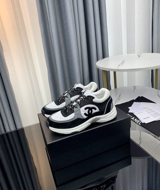 Chanel Color Block Thick Sole Comfort Height Increasing Shoes